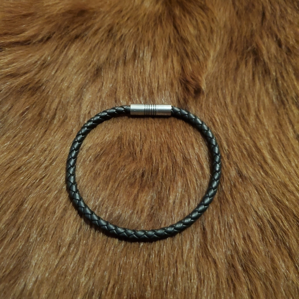 Braided Black Leather Bracelet